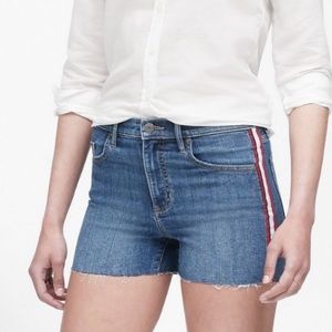 Banana Republic Mid-Rise Side Stripe Denim Shorts NWOT